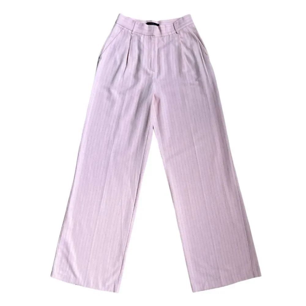 PINKO Stripe High Waist Flared Wide Cut Leg Light Pink Casual Size M USA 40 IT